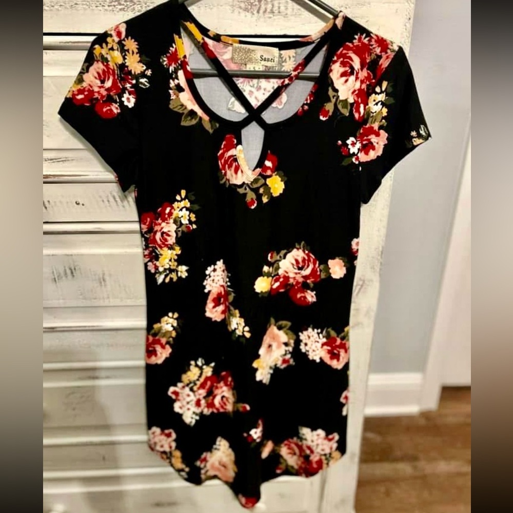 Floral Black Dress